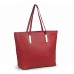 Simple Solid Color Pu Leather Top Handle Satchel Handbags for Women Shoulder Bags